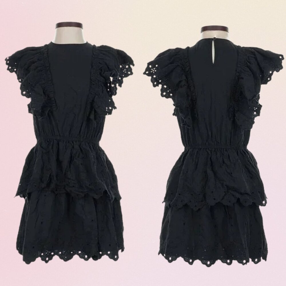 H&M Divided Ruffle Tiered Mini Dress – Black (M)